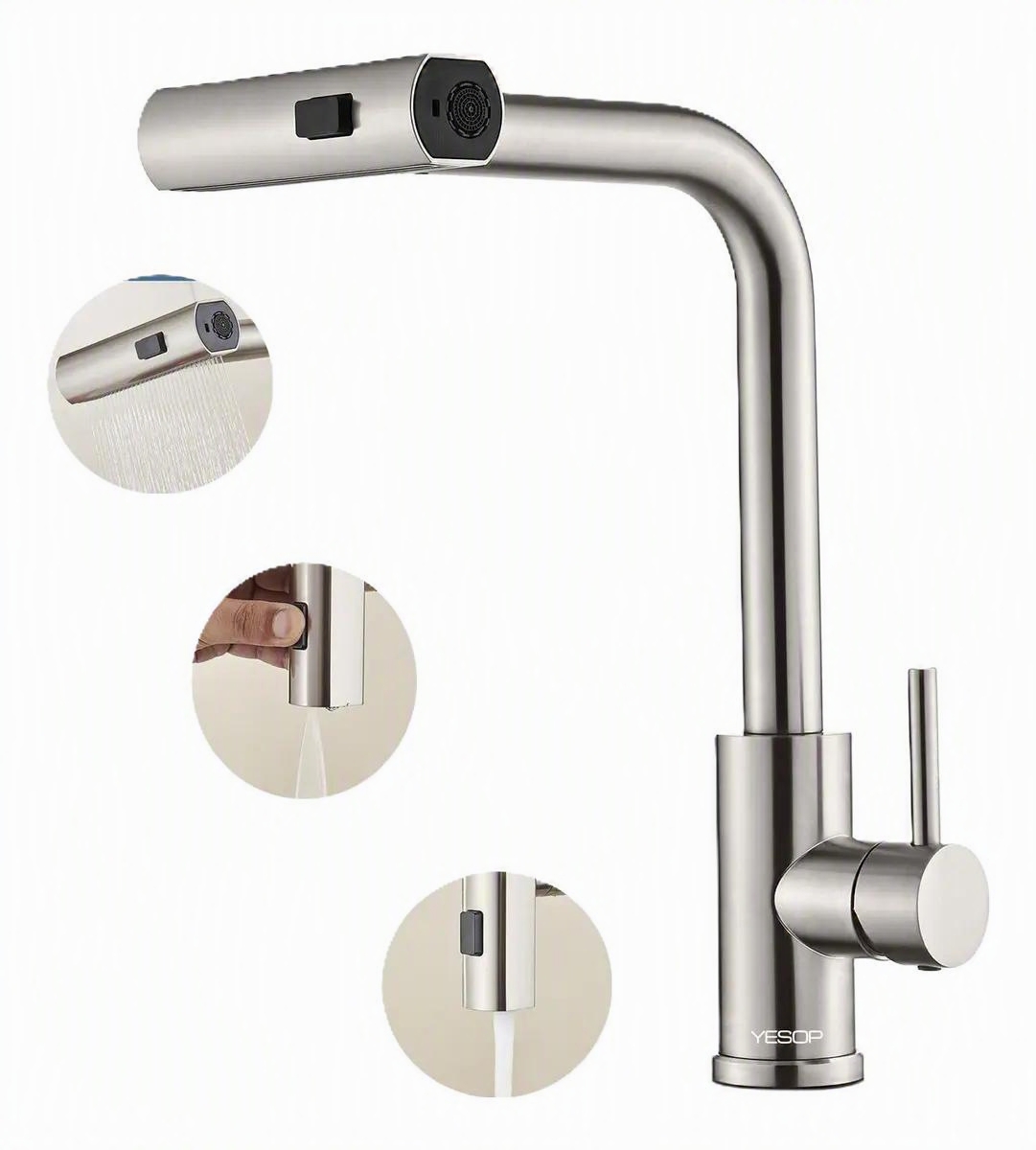 Torneira De Cozinha Gourmet Inox Escovado Yesop